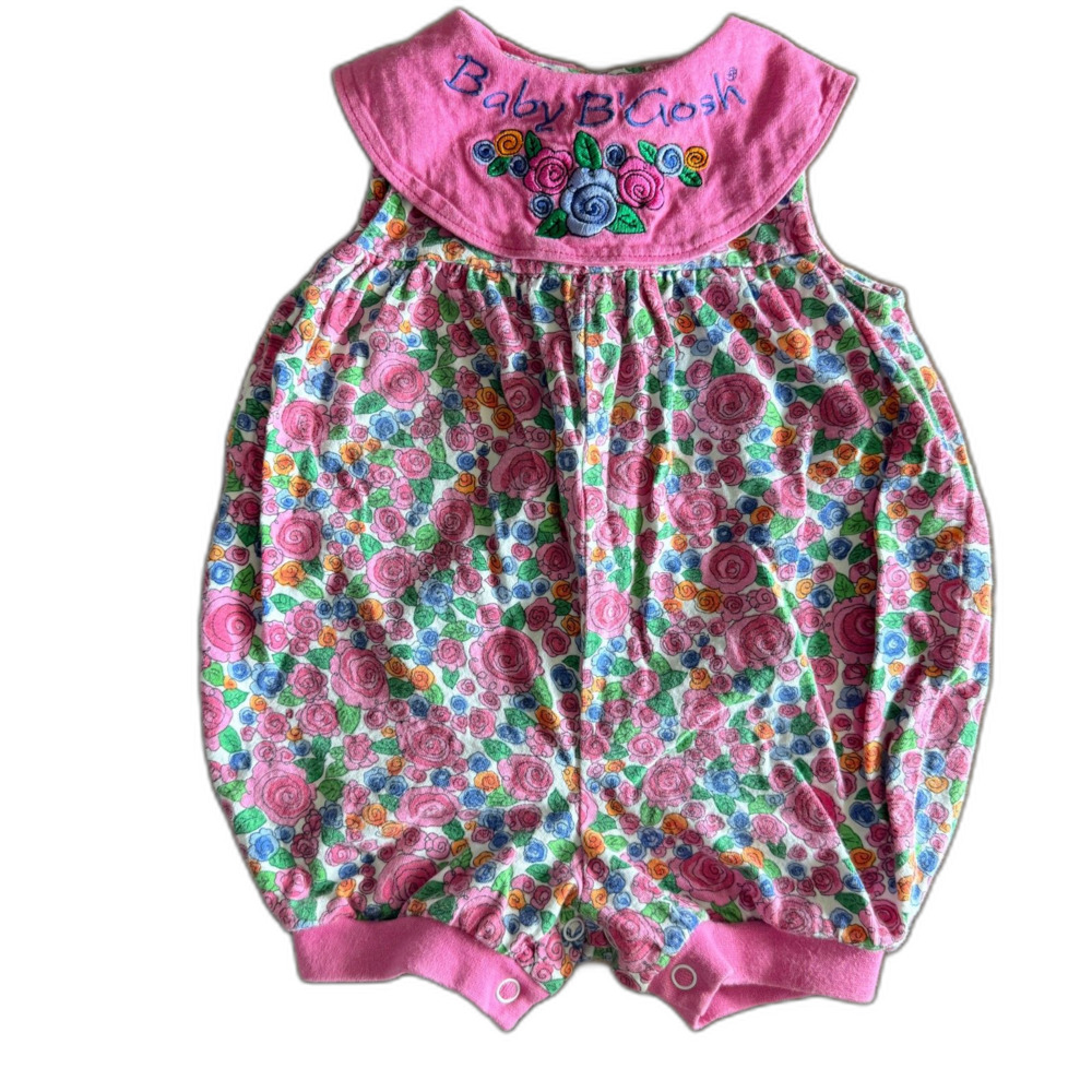 Vintage Baby B'Gosh Pink Floral Bubble Romper Girls' 3-6 Months